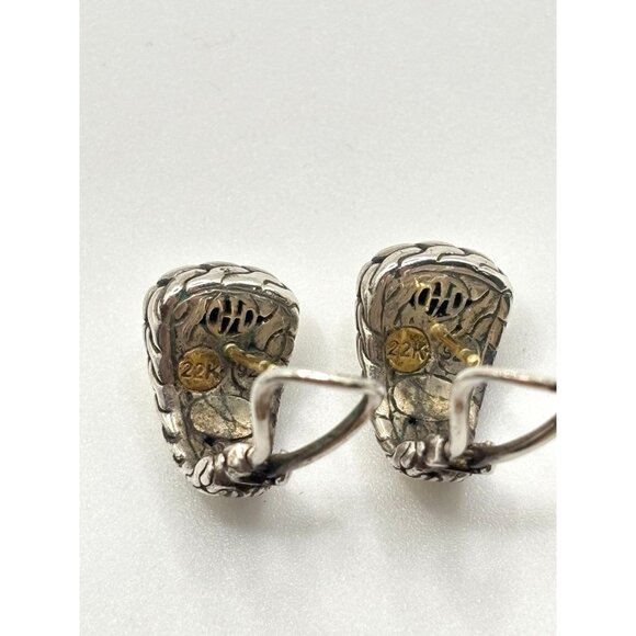 John Hardy 22K & Sterling Silver Braided Clip-On Earrings - Picture 5 of 9